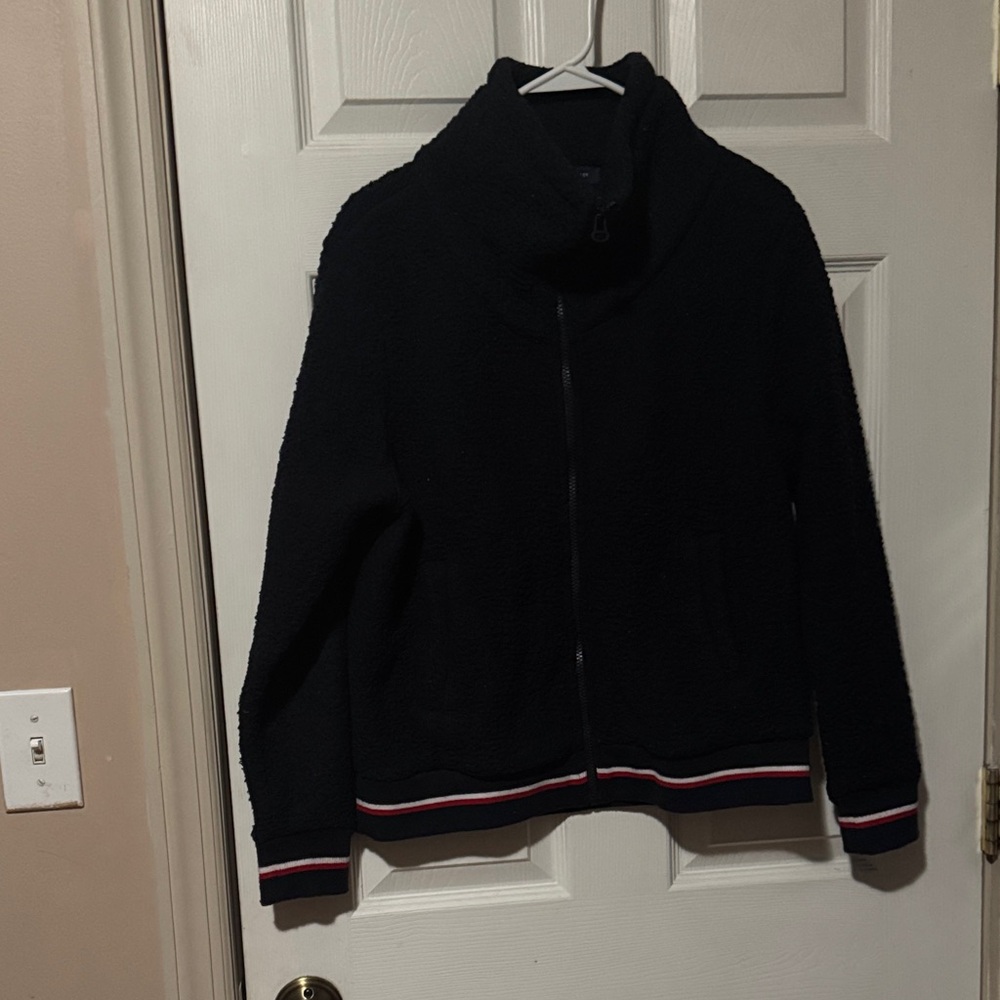 Tommy Hilfiger Black Teddy Jacket with Signature Stripe